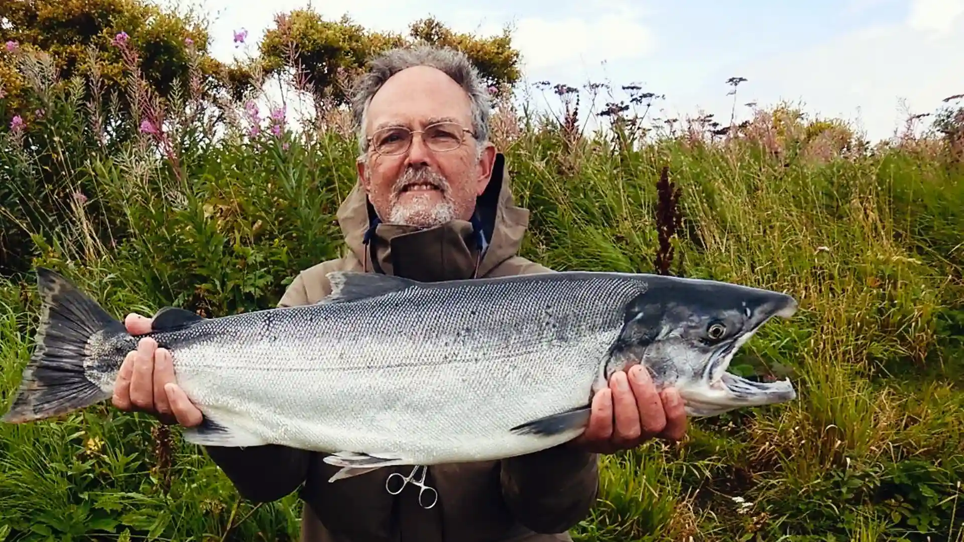 Tom-Dwyer Tom Dwyer on the Hoodoo River with Bright Silver Salmon