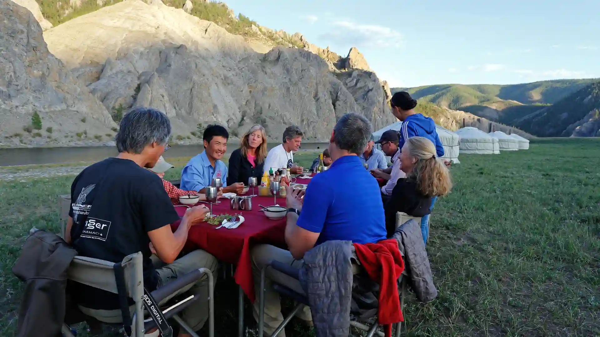 Kebabs on the Grill Meals along the river in Mongolia