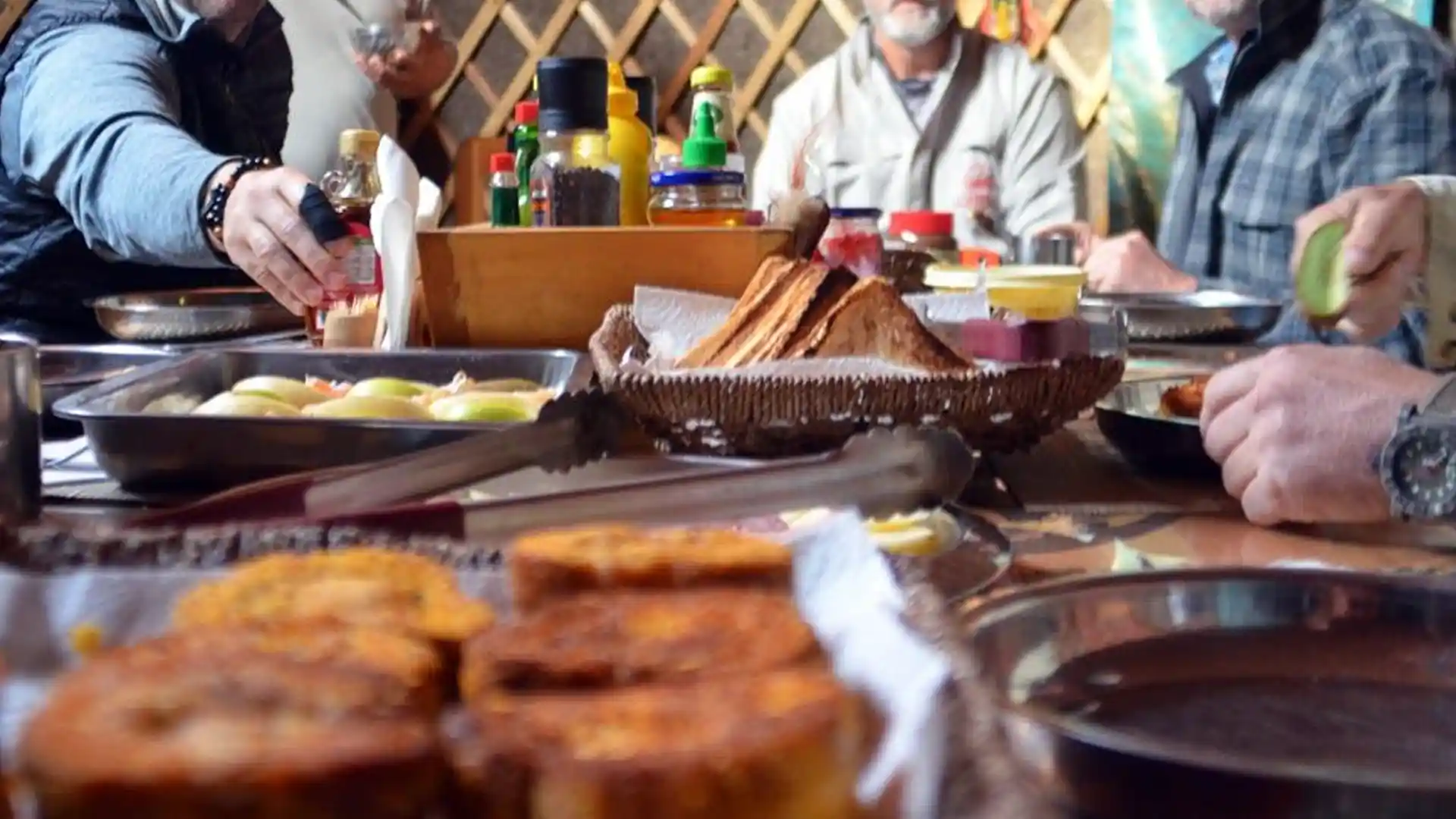 Dining Meals are served in a designated dining tent along the river in Mongolia