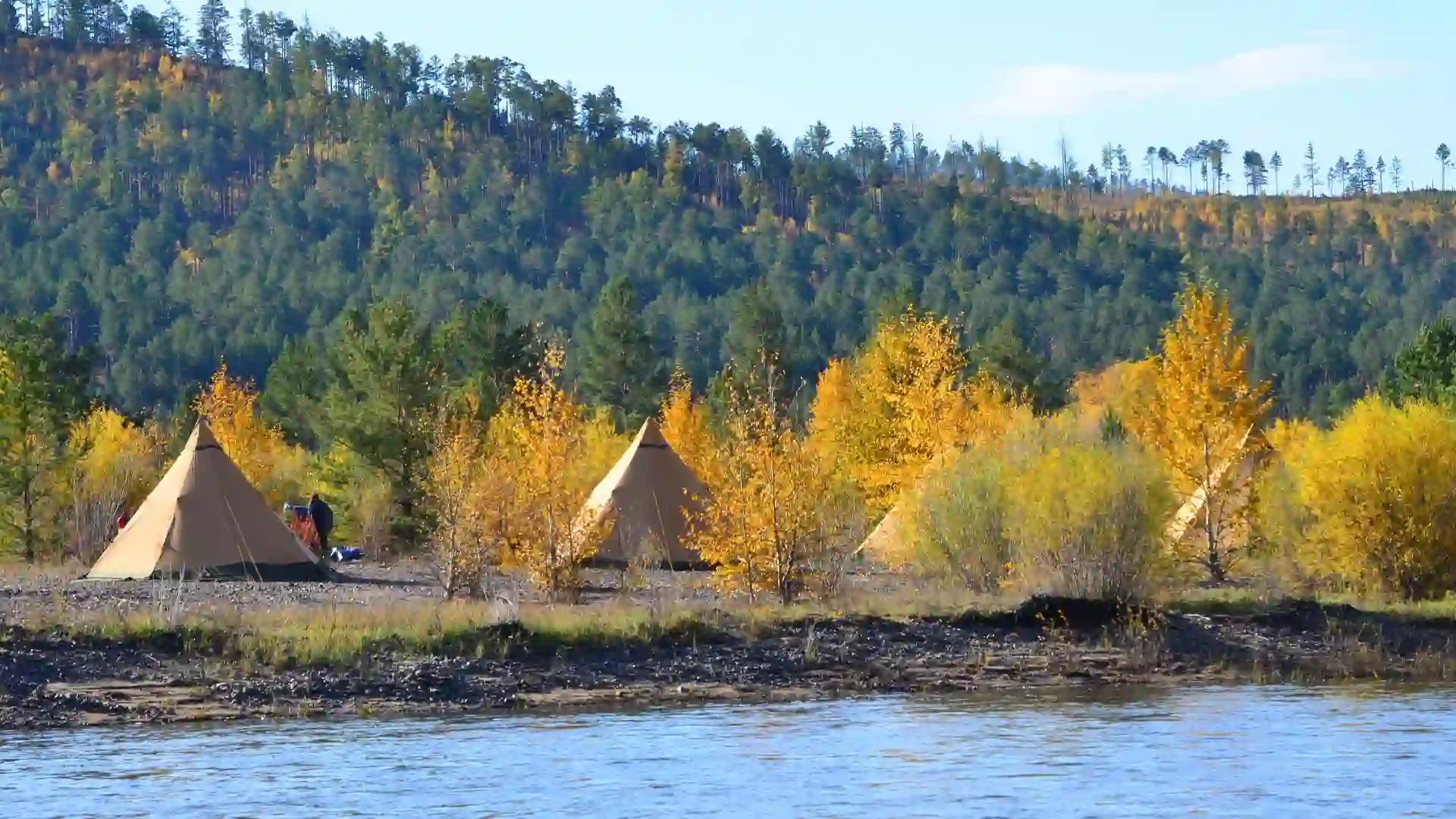 Nordic Teepees Teepees along this special taimen fishing river in Mongolia.